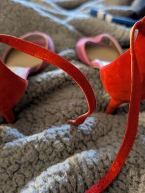 Seychelles Red Suede Ankle-Strap Heels Size 8